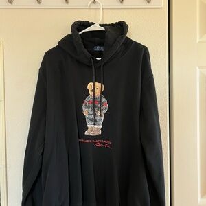 Ralph Lauren Black Hoodie with Holiday Bear Design